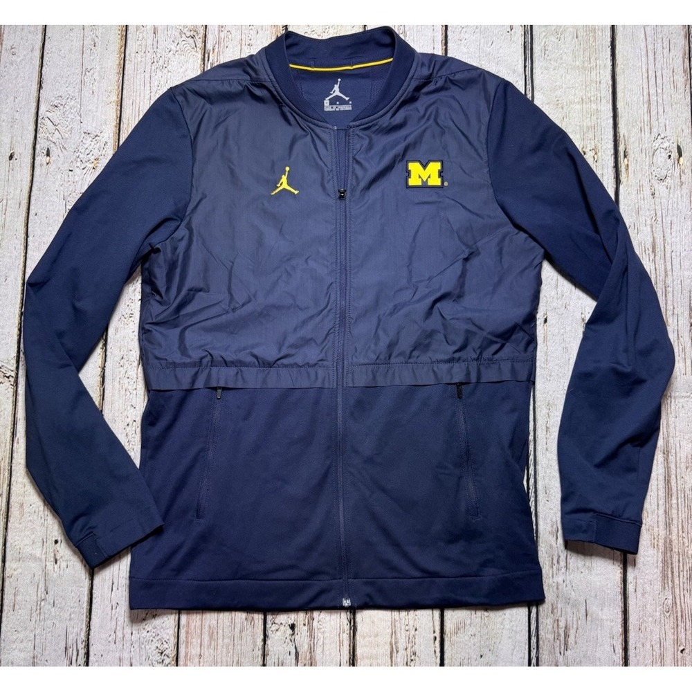 Jordan‎ Michigan Wolverines Track Full Zip Jacket Anorak Mens Medium Navy Blue